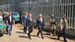 Alexander Dobrindt i Tomasz Siemoniak na polsko-białoruskiej granicy w Połowcach, 21.07.2025, fot. Grzegorz Pilat