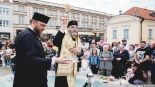 Ekumeniczne święcenie pokarmów w centrum Białegostoku, 19.04.2025, fot. Joanna Szubzda